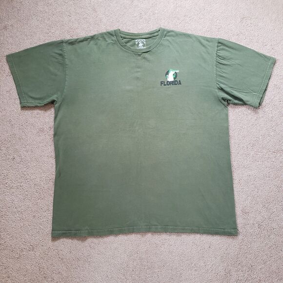 The Duck Company Florida Beware Of Gators Size XL Mens Green Double Side T-Shirt - Picture 2 of 6